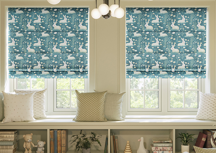 Bunny Meadows, Teal - Twist&Fit Roman Blind - Image 3